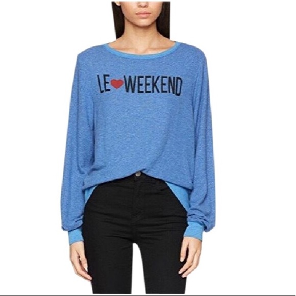 Wildfox Tops - NEW • Wildfox • Le Weekend Blue Sweatshirt XL L